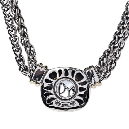 David Yurman Sterling Silver 14K Yellow Gold Blue Topaz Double Wheat Chain Necklace 6 of 6