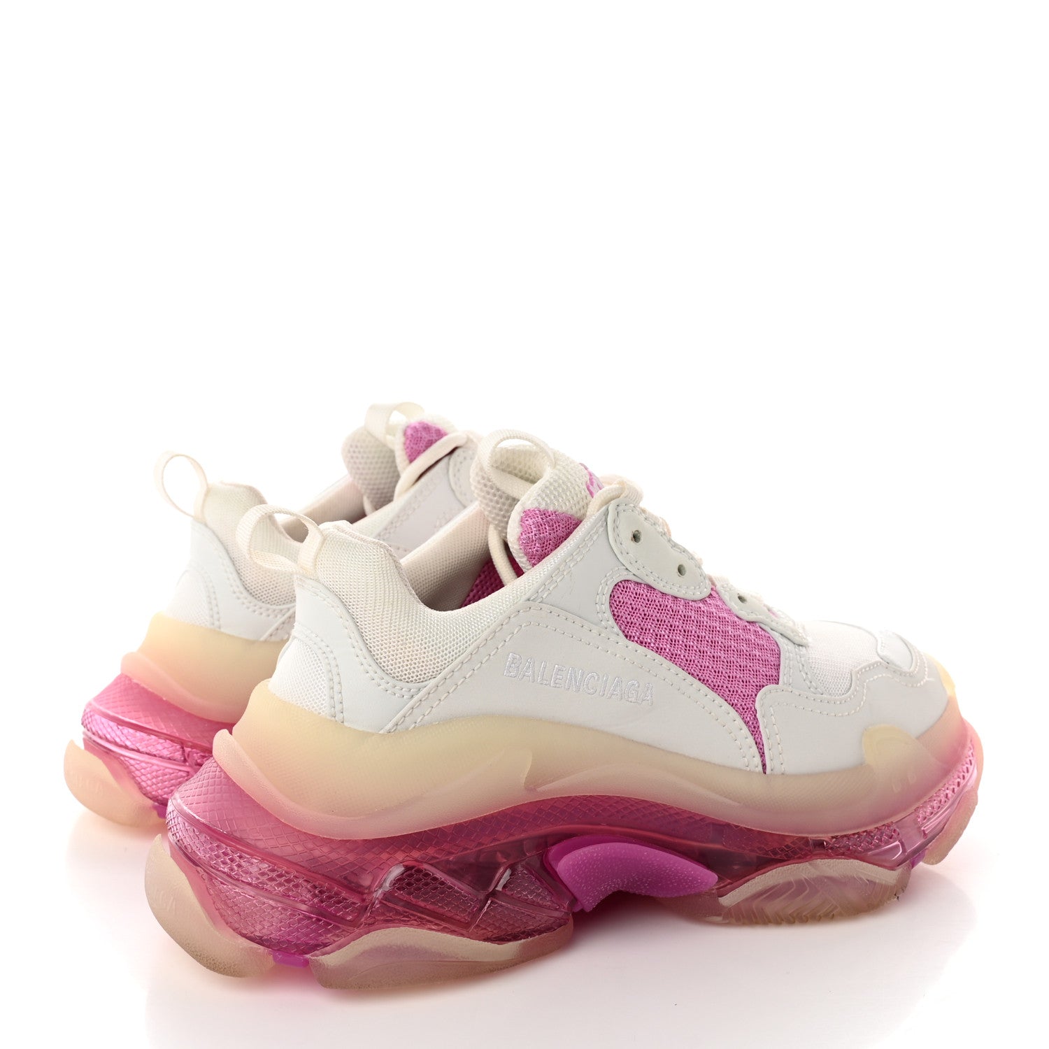 Balenciaga Fabric Mesh Clear Sole Womens Triple S Sneakers 38 White Pink 4 of 11