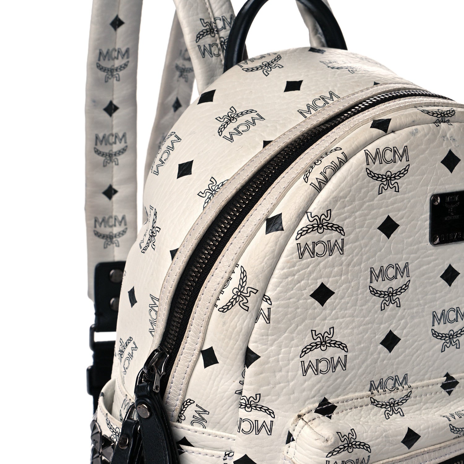 MCM Visetos Small Side Stud Stark Backpack White 17 of 18