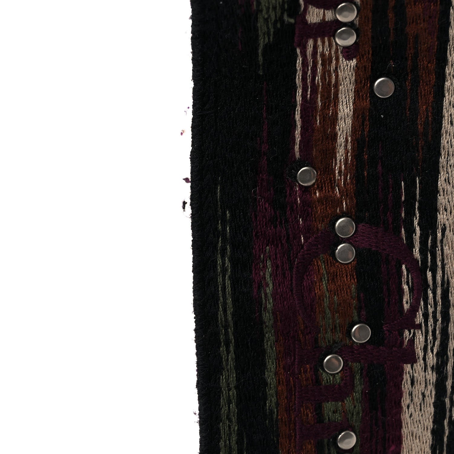 Christian Dior Canvas Embroidered Studded Bohemian Fringe Shoulder Strap Black Multicolor 5 of 9