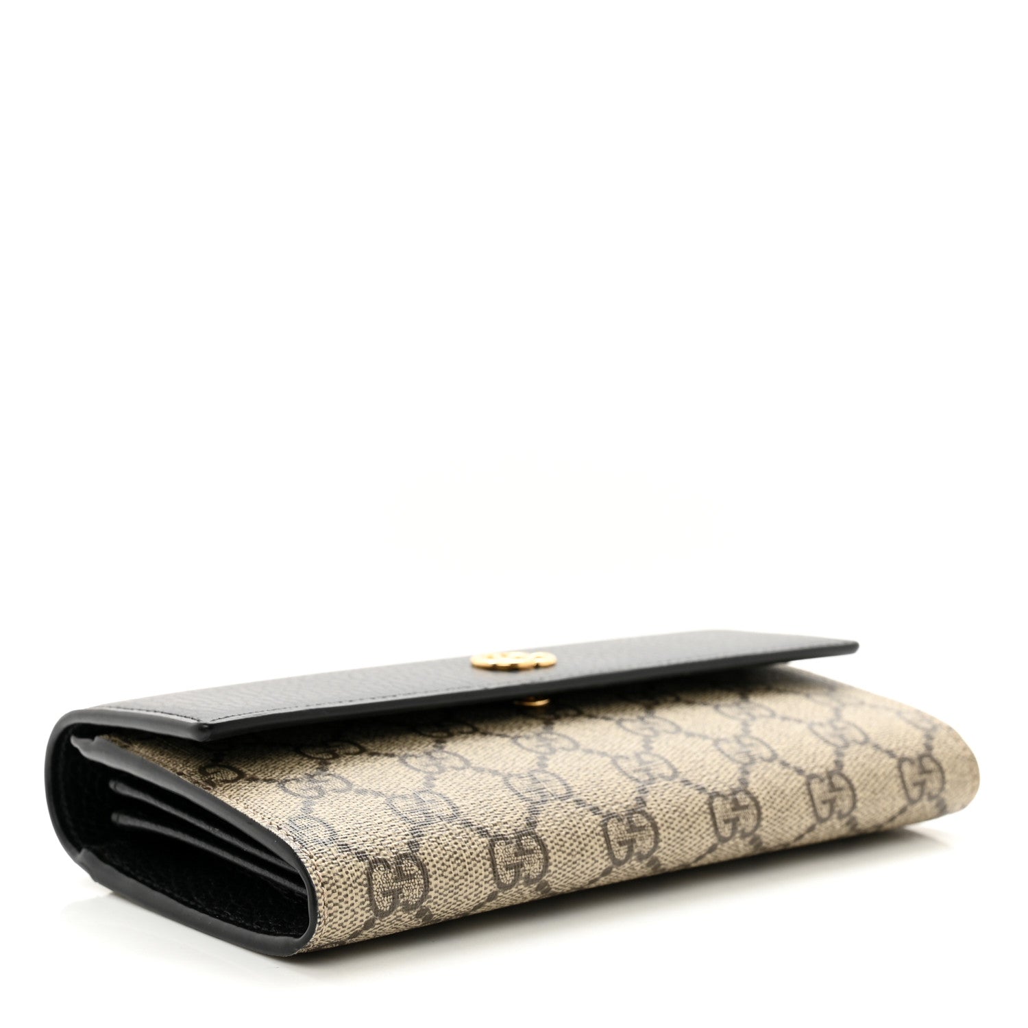 Gucci Dollar Calfskin GG Supreme Monogram GG Marmont Continental Wallet Black Beige Ebony 4 of 8