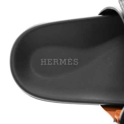 Hermes Heritage Calfskin Epsom Mens Chypre Sandals 39 Naturel H Black 7 of 8