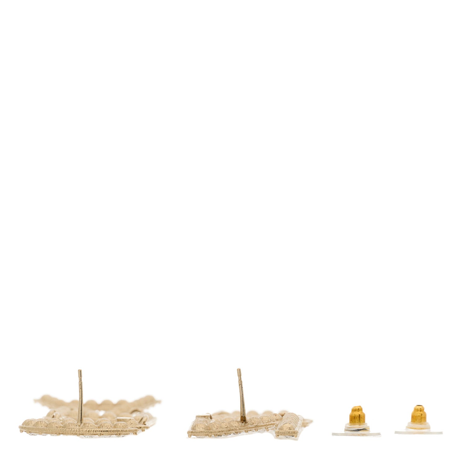 Chanel Crystal Cha-Nel Logo Drop Earrings Gold 3 of 4