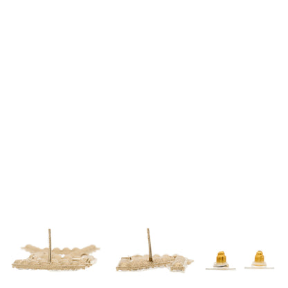 Chanel Crystal Cha-Nel Logo Drop Earrings Gold 3 of 4