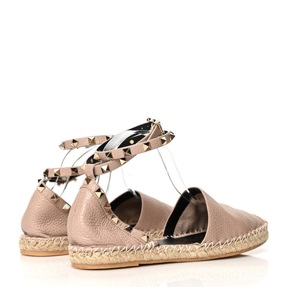 Valentino Garavani Grained Calfskin Rockstud Ankle Wrap Espadrille Flats 40 Poudre 4 of 8