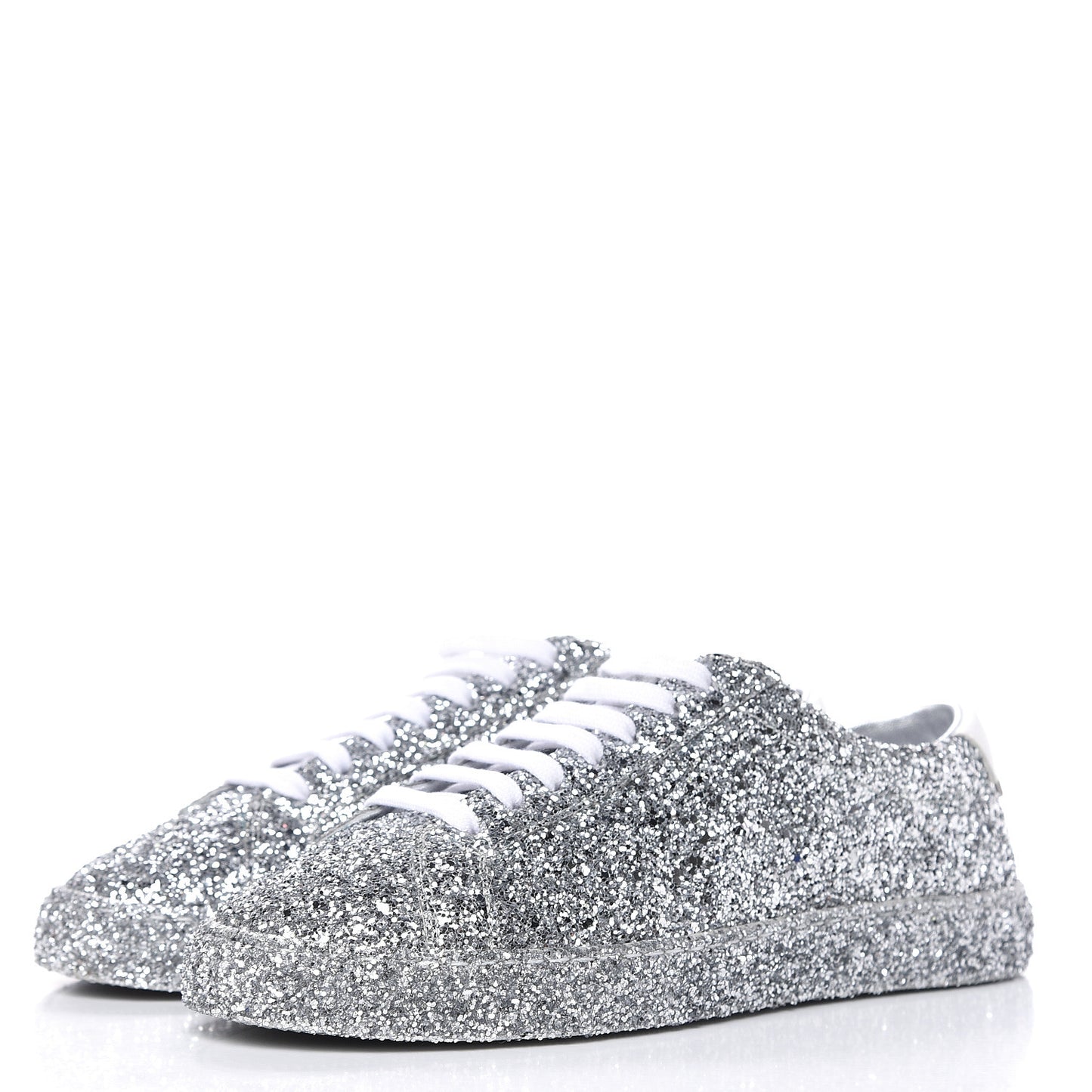Calfskin Crystal Glitter Andy Sneakers 37.5 Silver