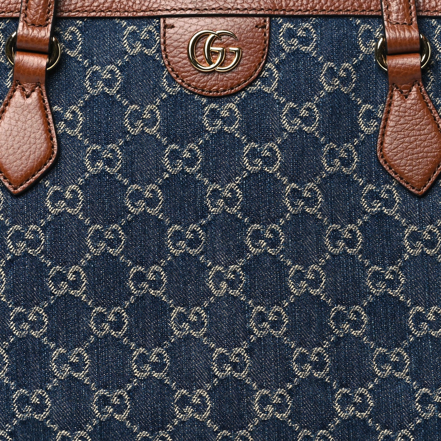 New Denim GG Monogram Medium Ophidia Shopping Tote Blue Tea Cuir