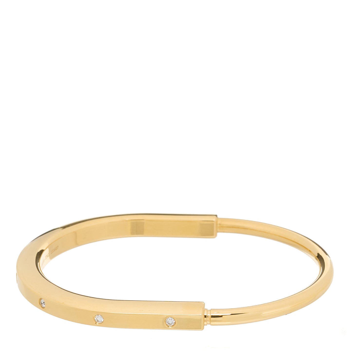 18K Yellow Gold Diamond Tiffany Lock Bangle Bracelet