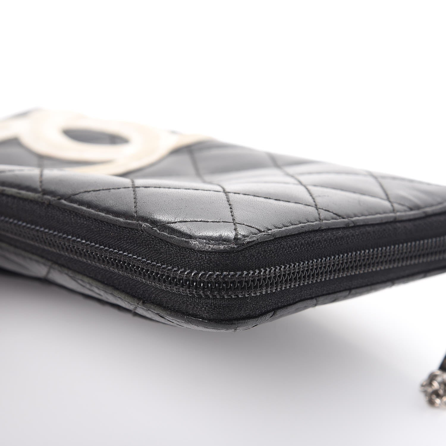 Chanel Cambon Zip Around Organizer Wallet Black White 15 of 25