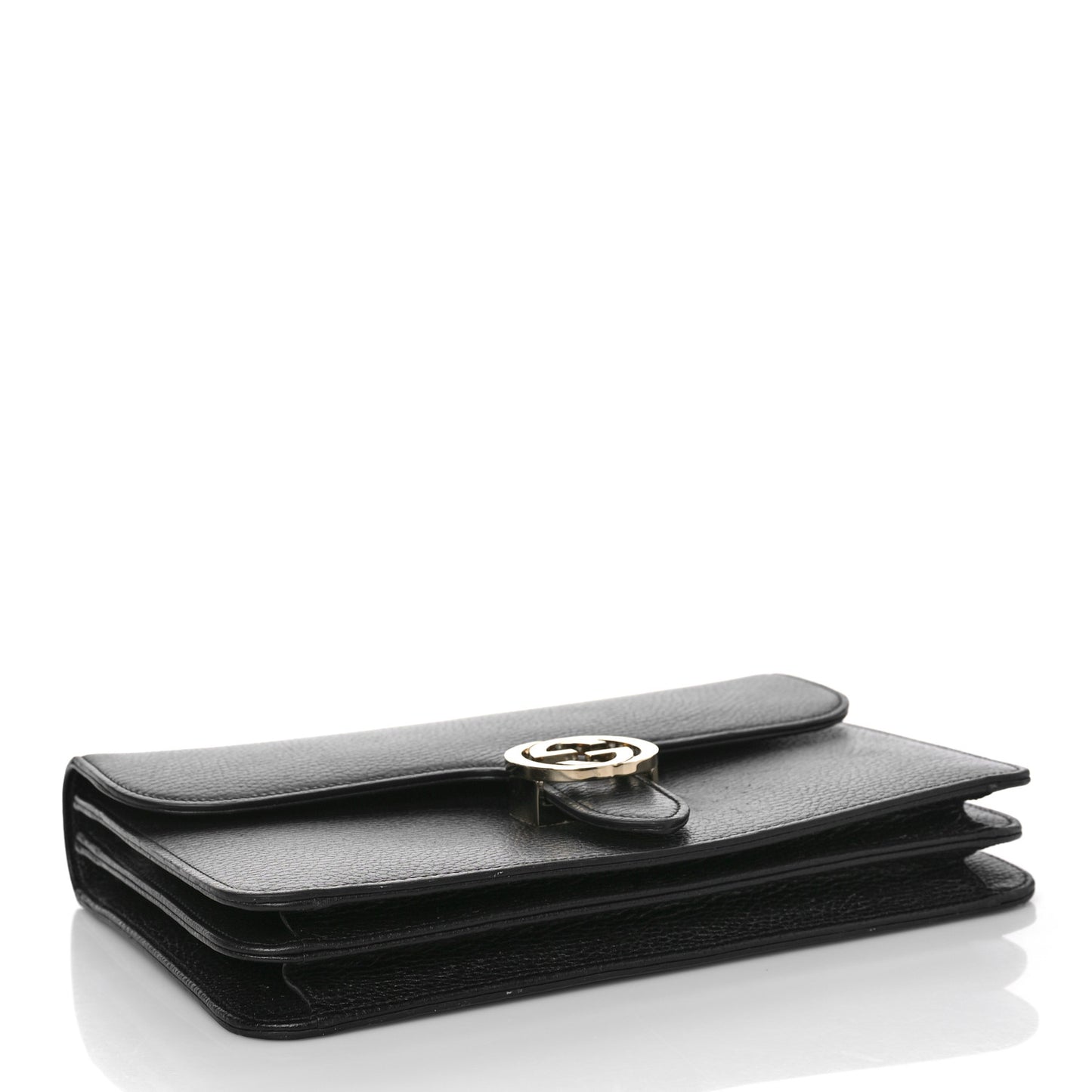 Dollar Calfskin Interlocking G Shoulder Bag Black