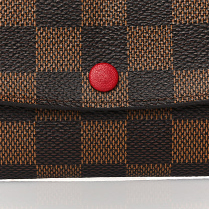 Louis Vuitton Damier Ebene Emilie Wallet Red 9 of 10