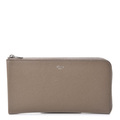 Celine Drummed Calfskin Large Half Zip Multifunction Wallet Taupe 1 of 11