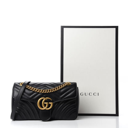 Gucci Calfskin Matelasse Small GG Marmont Shoulder Bag Black 11 of 11