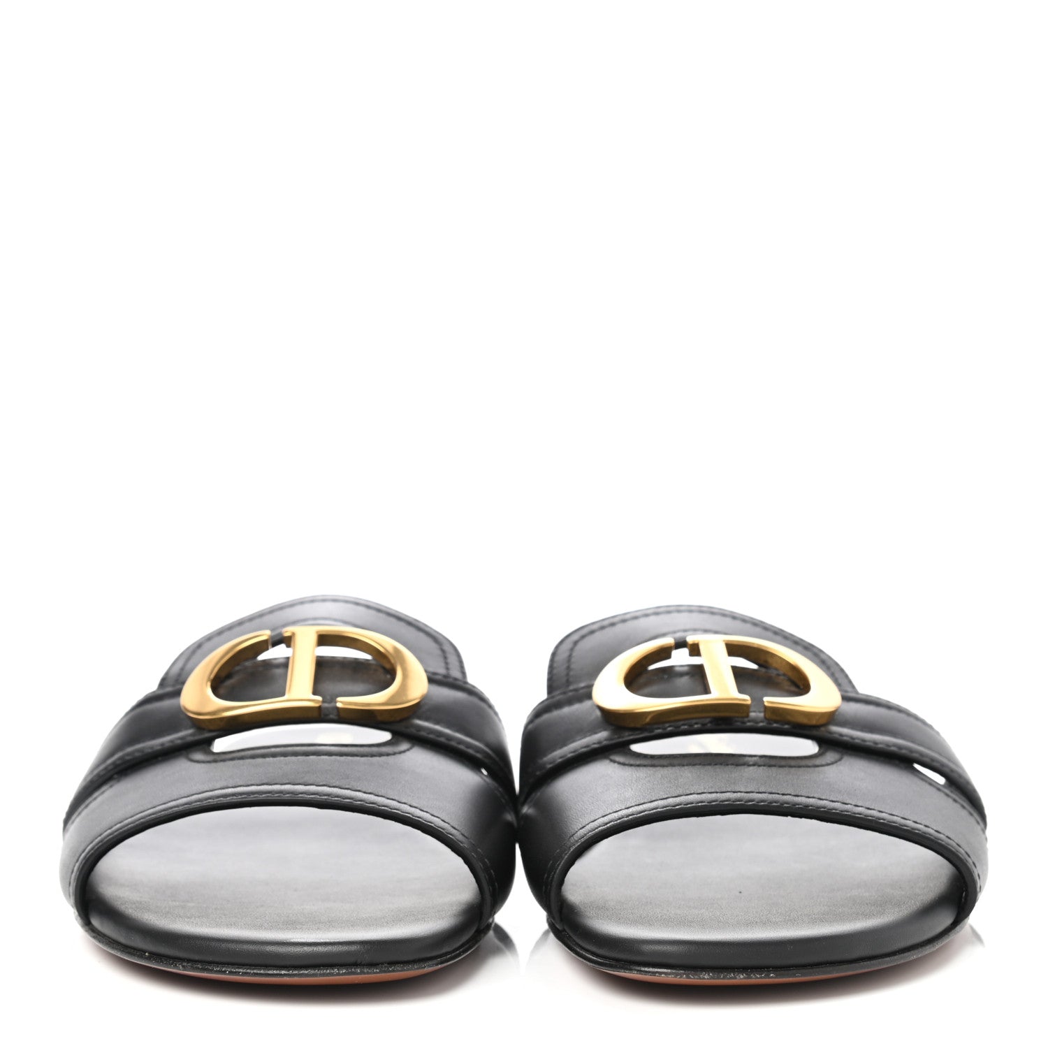 Christian Dior Calfskin 30 Montaigne Slide Sandals 39 Black 2 of 8