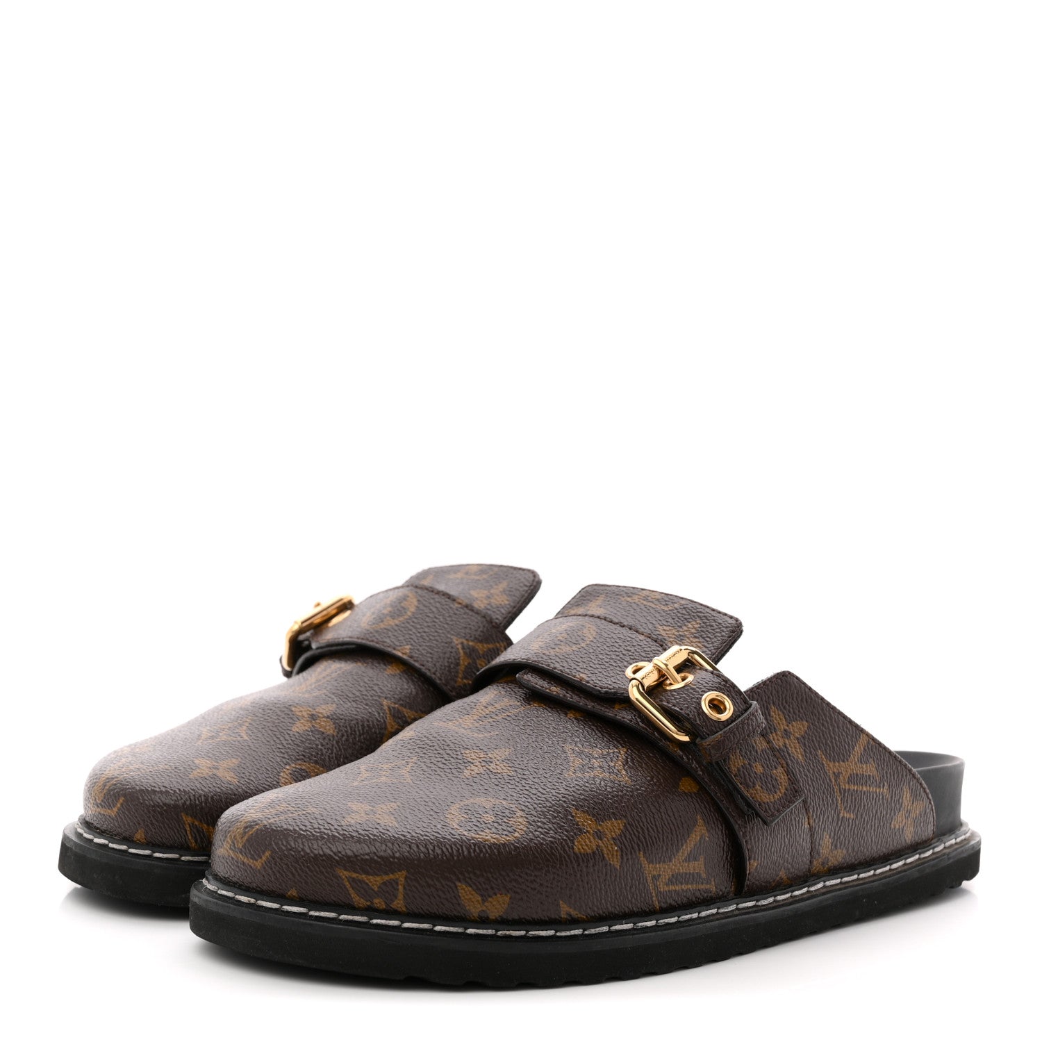 Louis Vuitton Patent Monogram Womens Cosy Flat Comfort Clog Mules 38 Brown 4 of 10