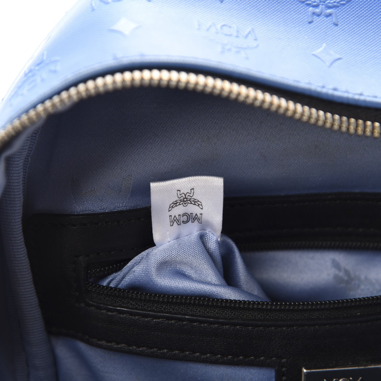 MCM Calfskin Visetos Diamond Printed Small Backpack Blue 12 of 14
