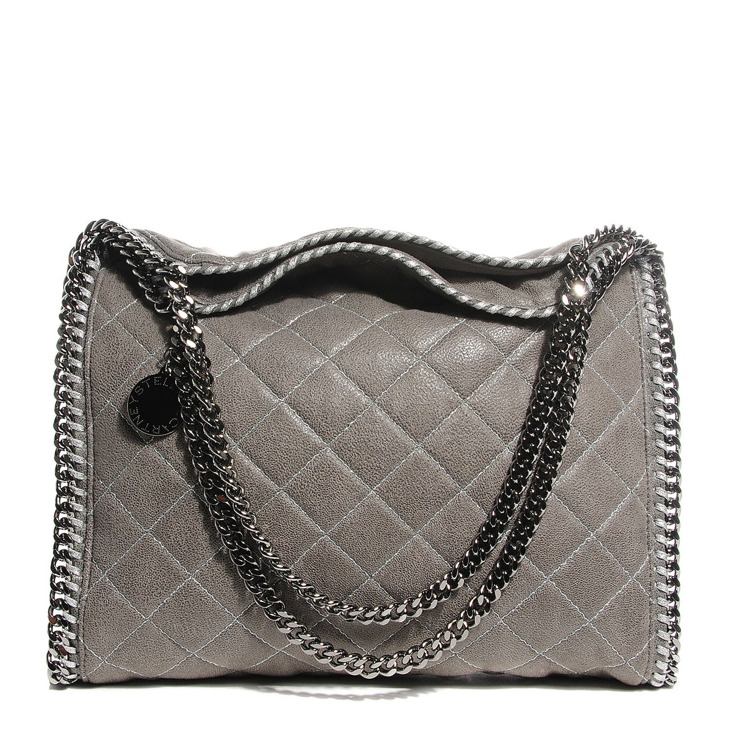 Shaggy Deer Quilted Small Falabella Tote Light Grey