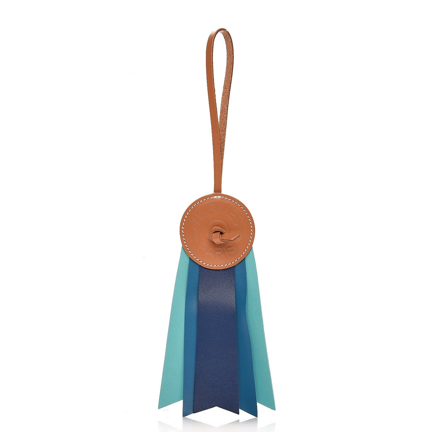 Hermes Hunter Cowhide Milo Lambskin Paddock Flot Bag Charm Bleu de Malte Bleu Izmir Lagon 1 of 5