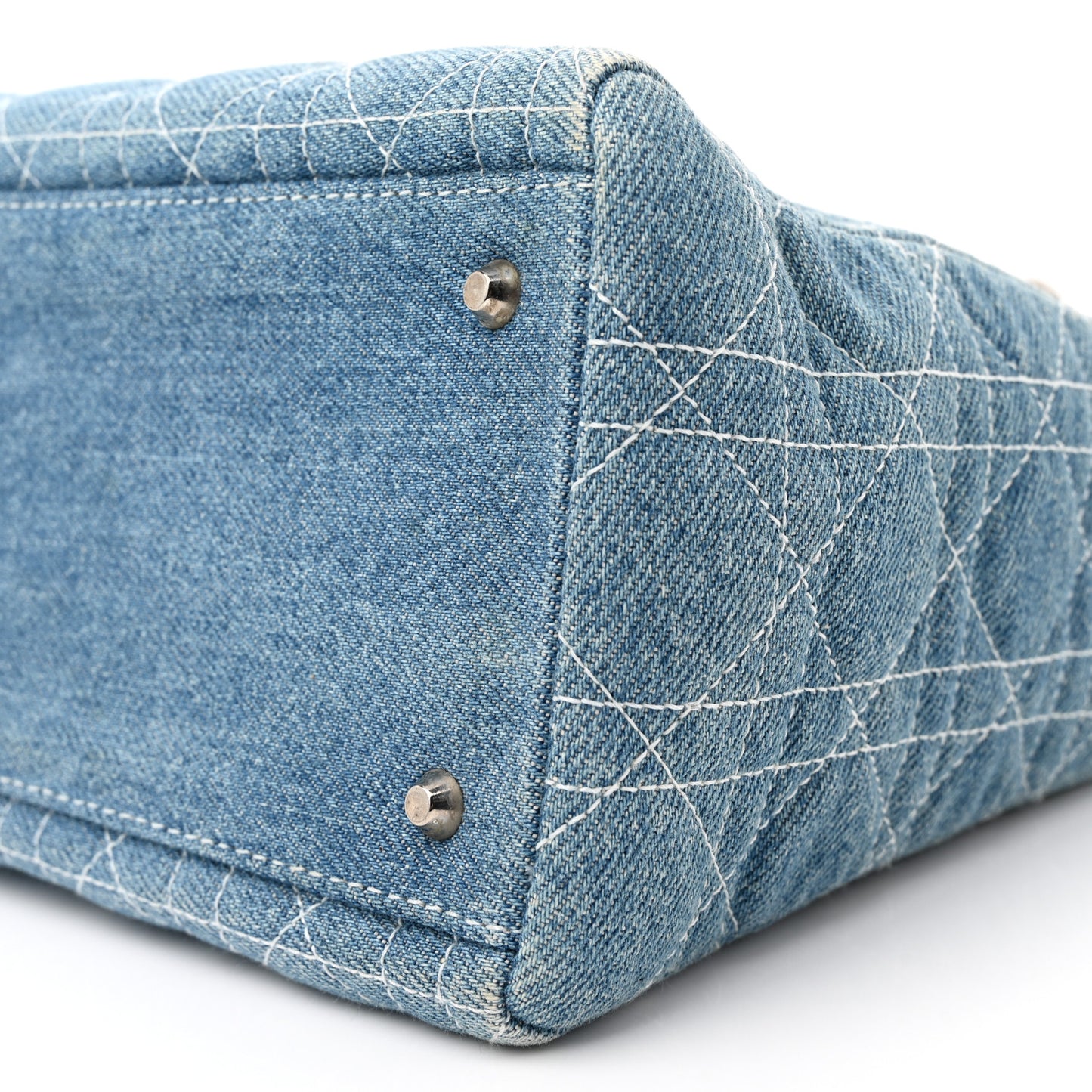Denim Cannage Medium Lady Dior Light Blue