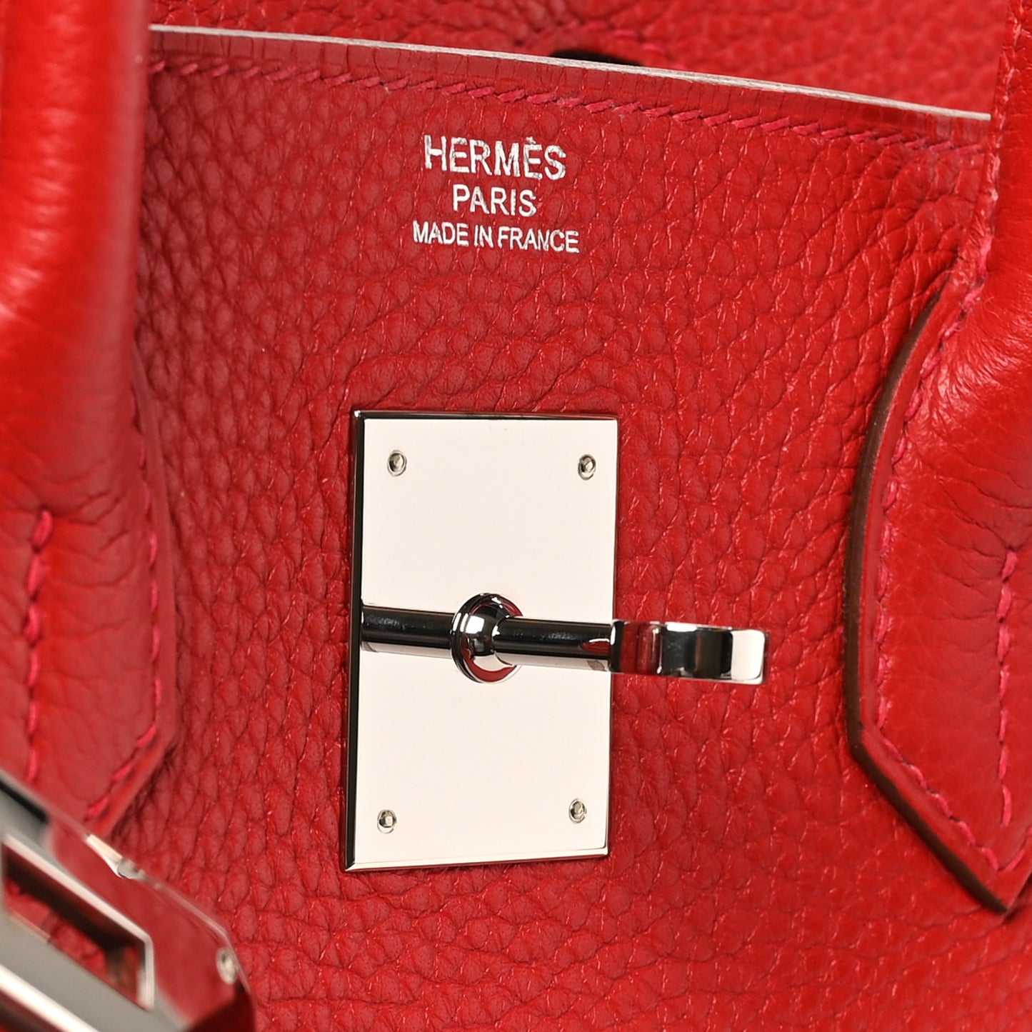 Taurillon Clemence Birkin 30 Rouge Casaque