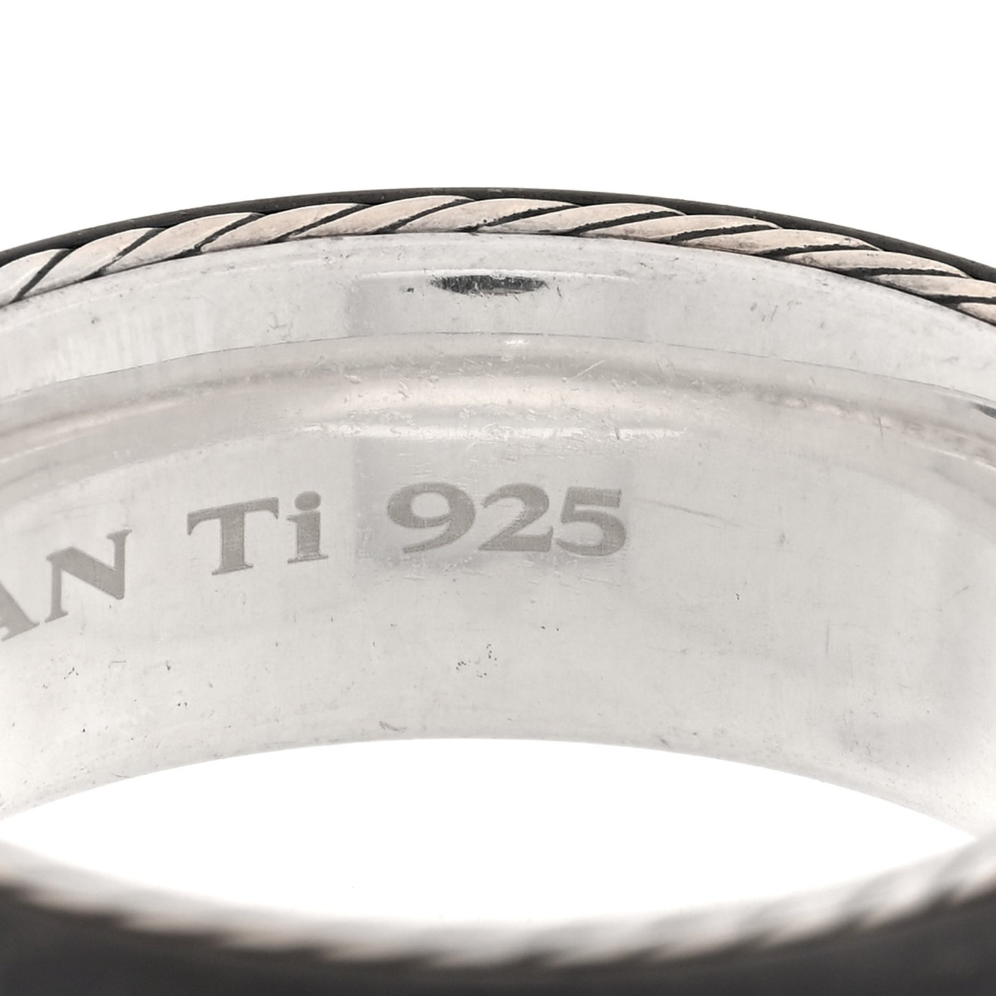 Titanium Sterling Silver Diamond Streamline Band Ring 67 12