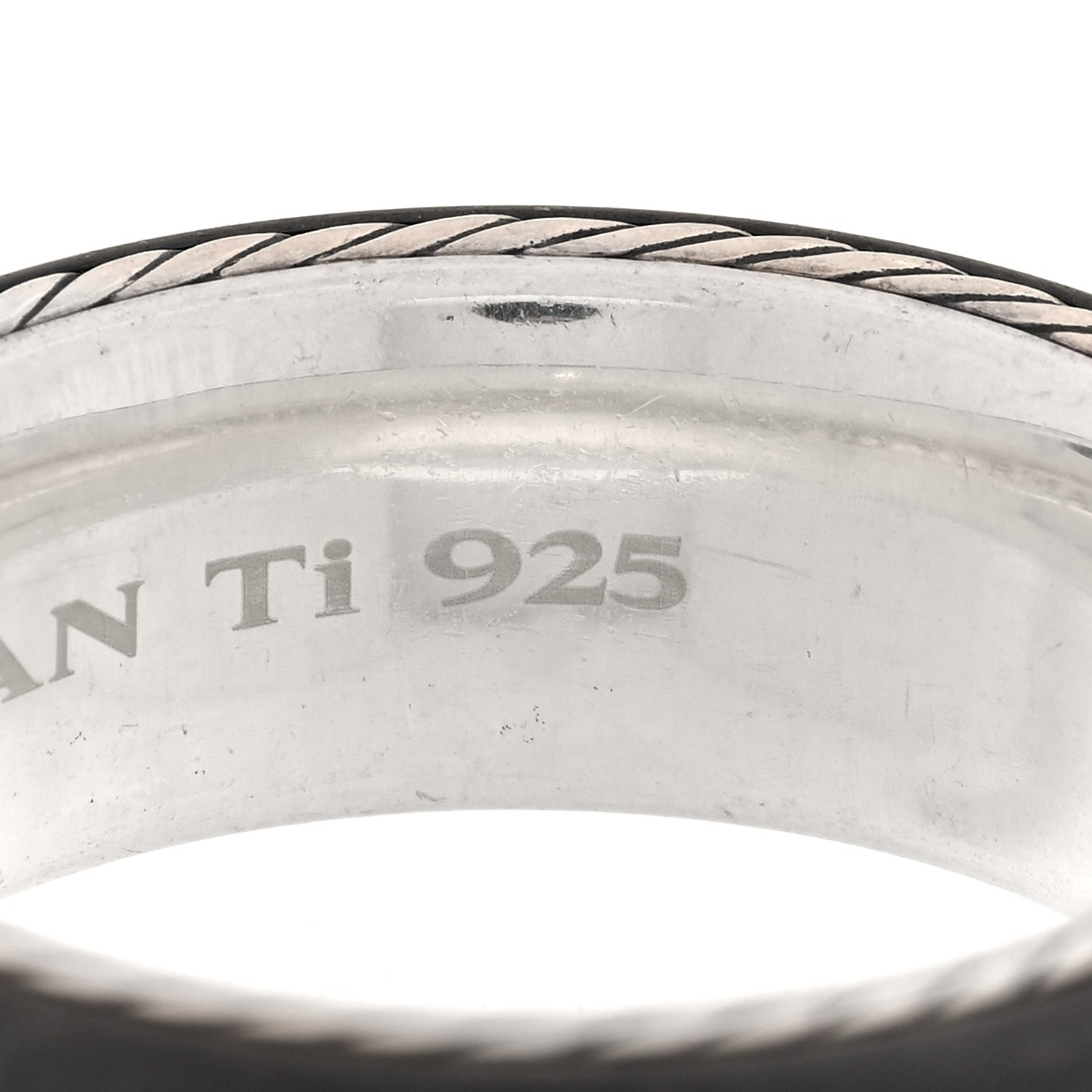 David Yurman Titanium Sterling Silver Diamond Streamline Band Ring 67 12 5 of 6