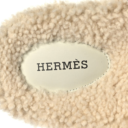 Hermes Suede Goatskin Woolskin Mens Chypre Sandals 40 Brun Fume Ecru 6 of 7