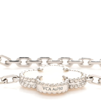 Van Cleef & Arpels 18K White Gold Mother of Pearl 20 Motifs Vintage Alhambra Necklace 4 of 5