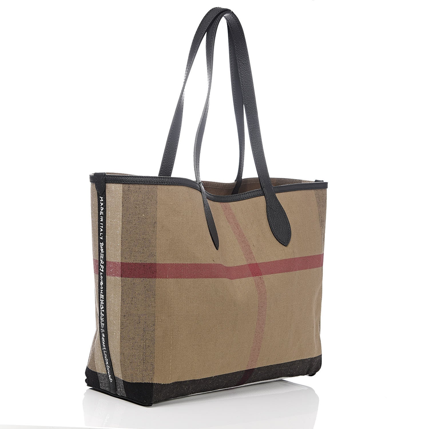 Burberry Coated Canvas Mega Check Medium Doodle Tote Black 5 of 16