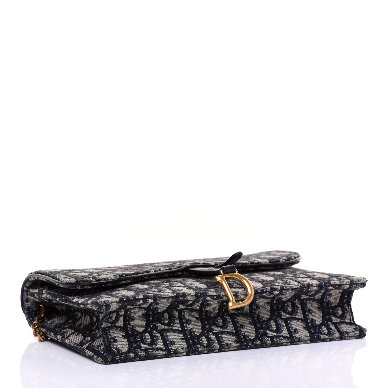 Christian Dior Oblique Saddle Chain Pouch Blue 4 of 9