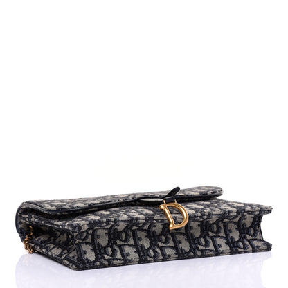 Christian Dior Oblique Saddle Chain Pouch Blue 4 of 9