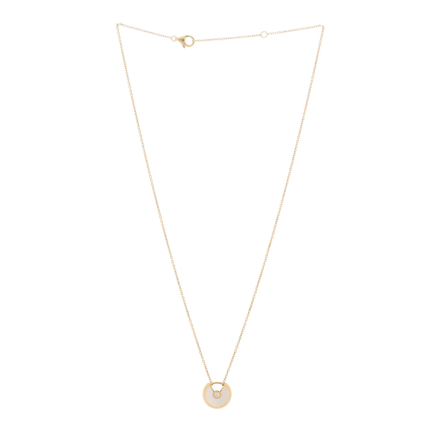 18K Yellow Gold Diamond Mother of Pearl XS Amulette de Cartier Pendant Necklace
