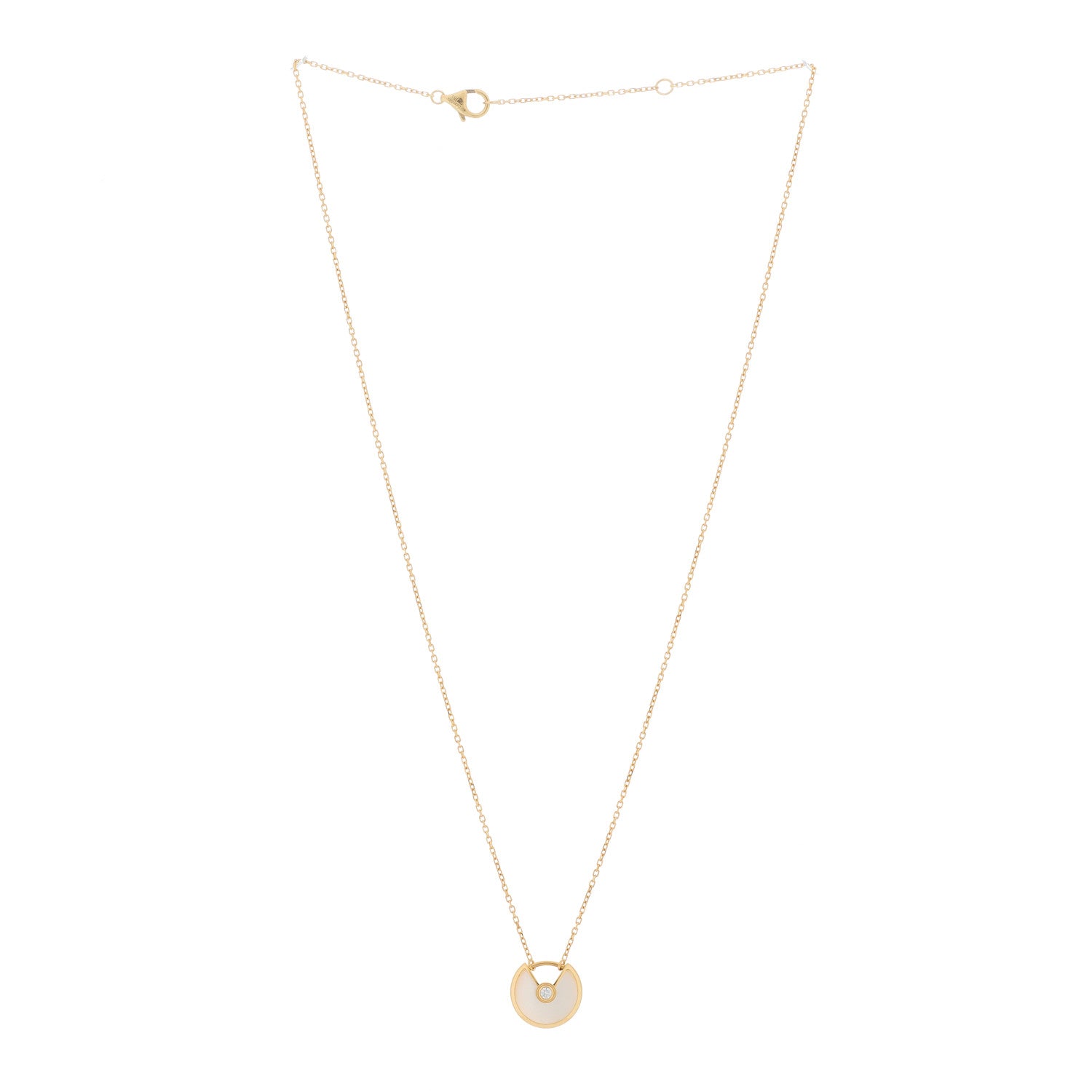 Cartier 18K Yellow Gold Diamond Mother of Pearl XS Amulette de Cartier Pendant Necklace 2 of 4