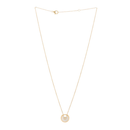 Cartier 18K Yellow Gold Diamond Mother of Pearl XS Amulette de Cartier Pendant Necklace 2 of 4