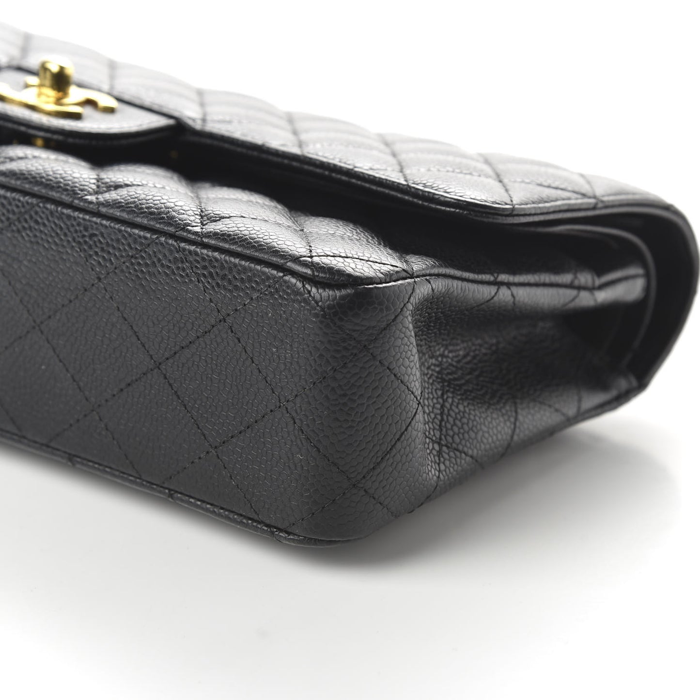 Caviar Quilted Medium Double Flap Black