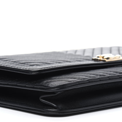 Chanel Calfskin Chevron Boy Wallet On Chain WOC Black 10 of 12