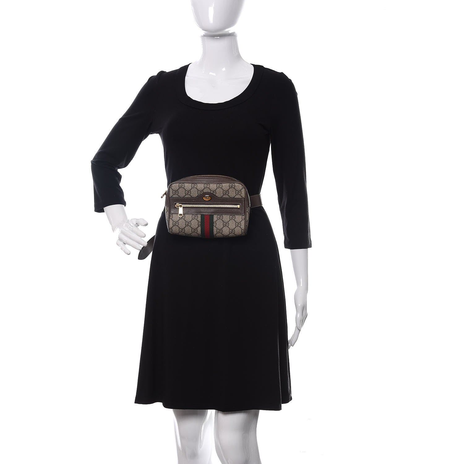 Gucci GG Supreme Monogram Web Small Ophidia Belt Bag 85 34 Dark Brown 2 of 10