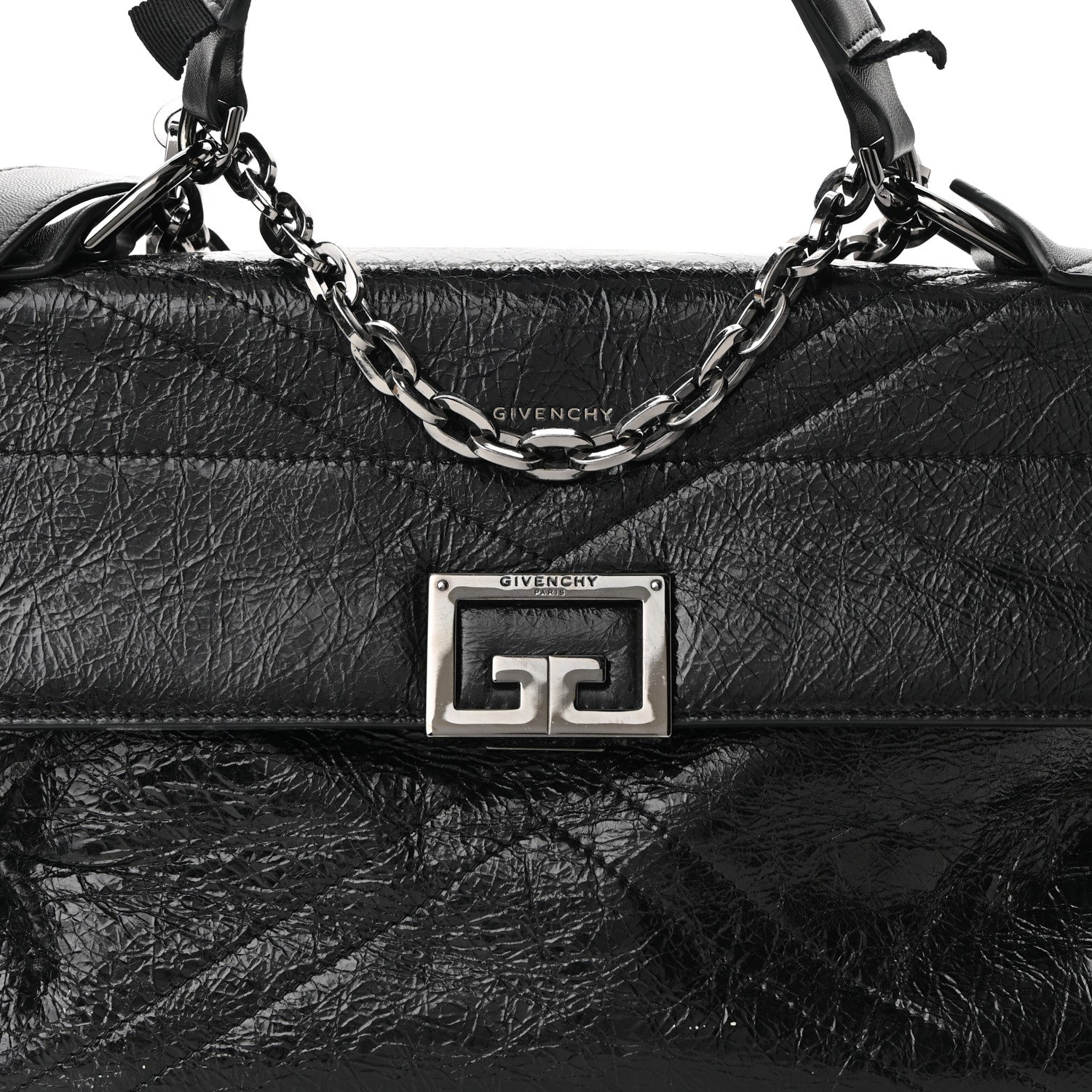Givenchy Creased Patent Calfskin Medium ID Flap Black 7 of 9
