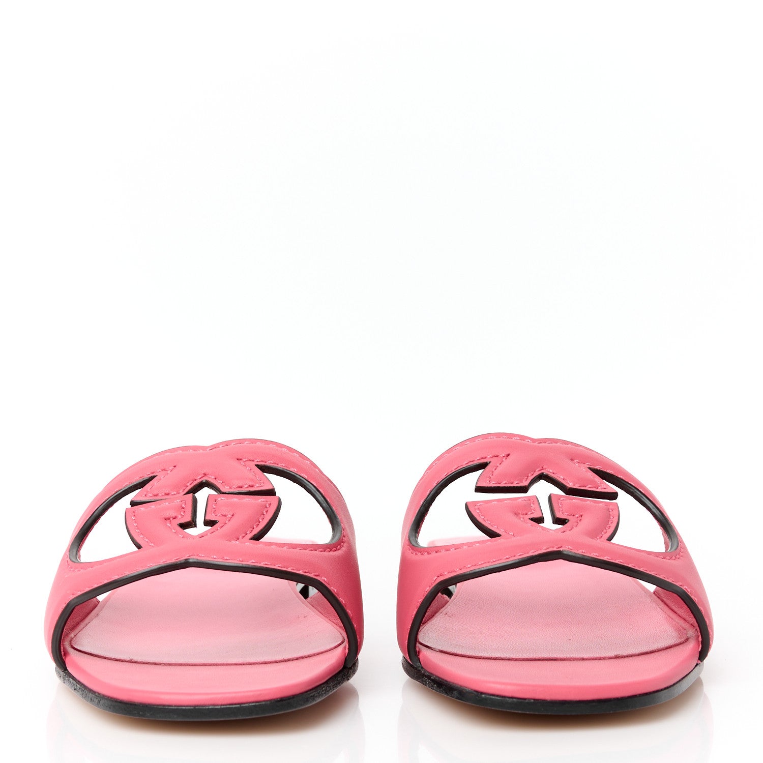 Gucci Cosmos Softy Calfskin Interlocking G Cut Out Slide Sandals 38 Rhodamine Pink 2 of 9
