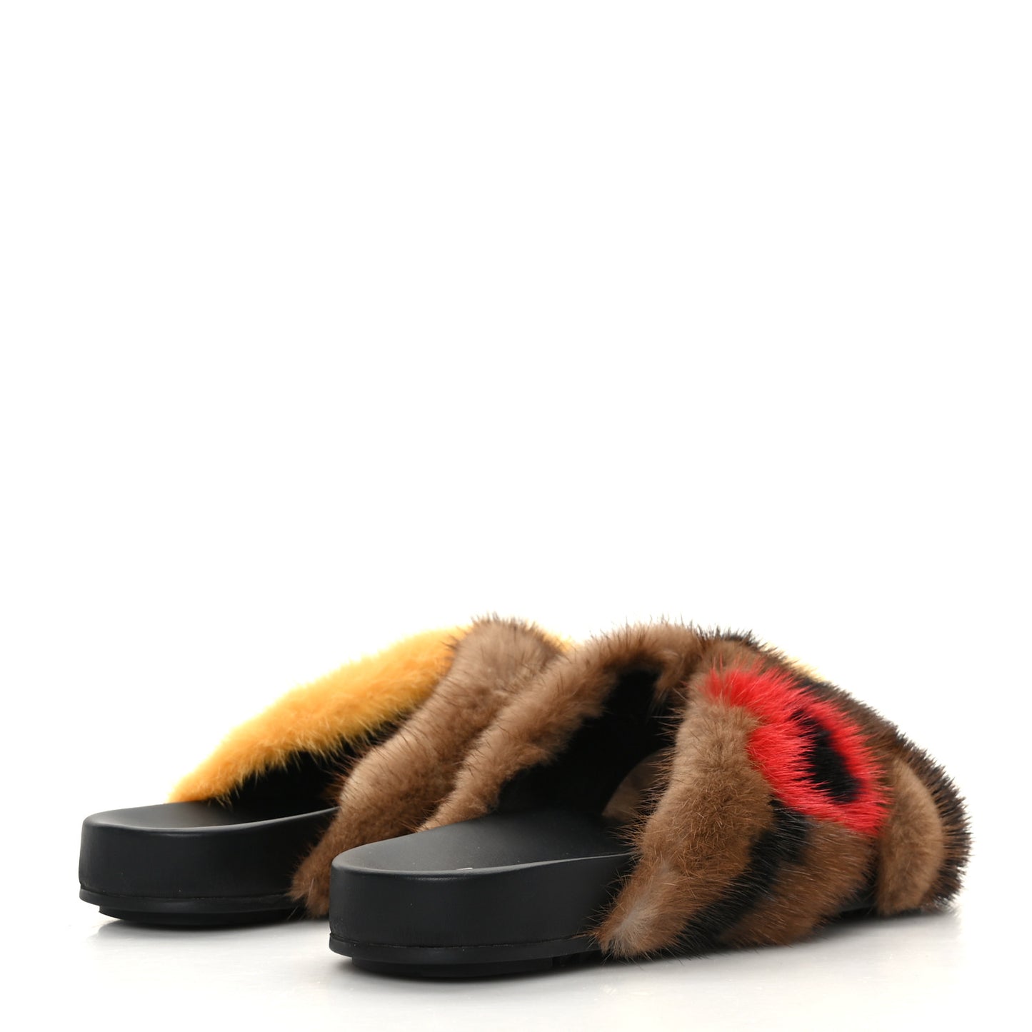 Mink Fur Open Your Heart Sandals 39 Multicolor