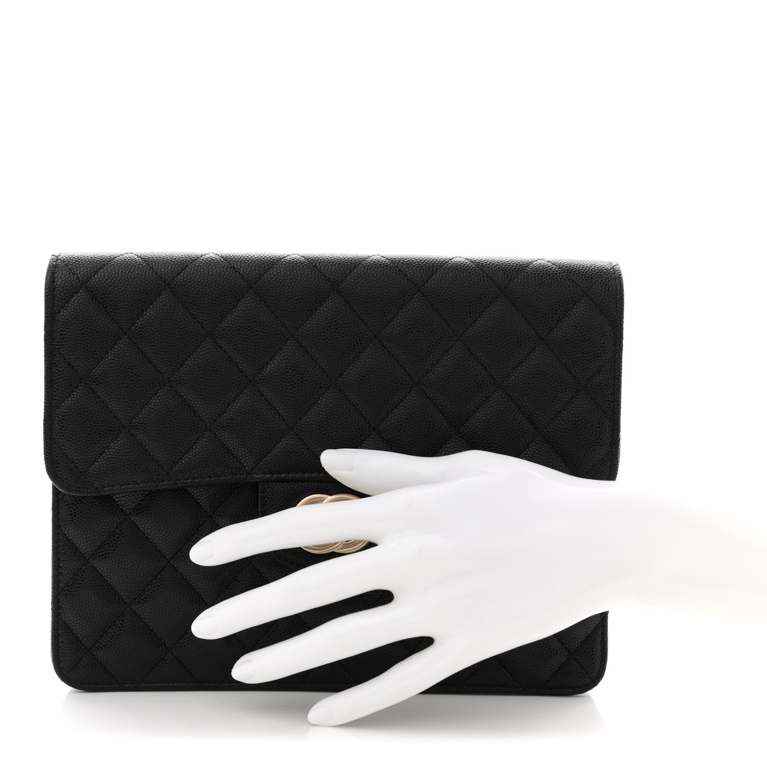 Chanel Caviar Quilted Square Flap Clutch Black 2 of 8