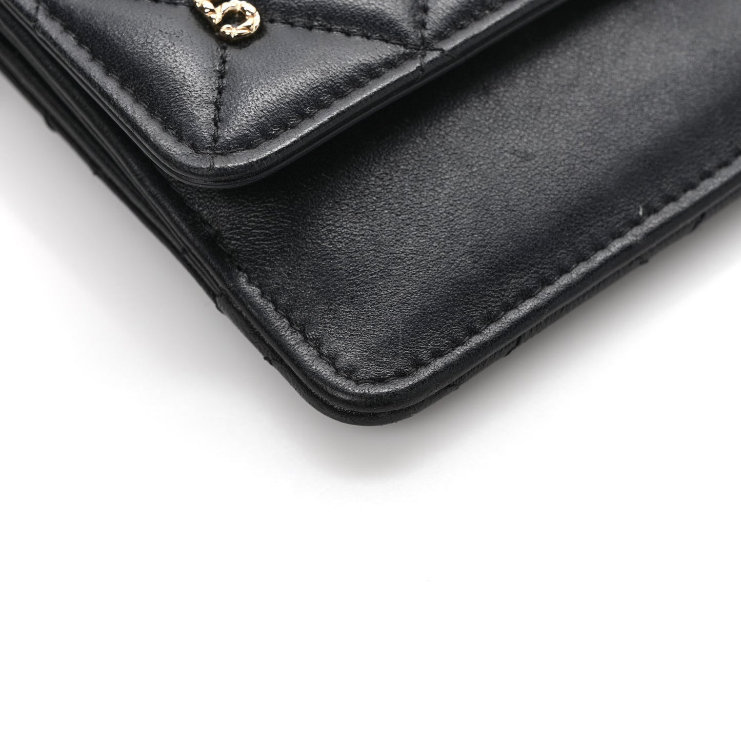 Lambskin Quilted All About Chanel Charm Wristlet Wallet Black