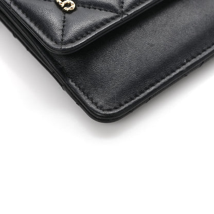 Chanel Lambskin Quilted All About Chanel Charm Wristlet Wallet Black 7 of 9