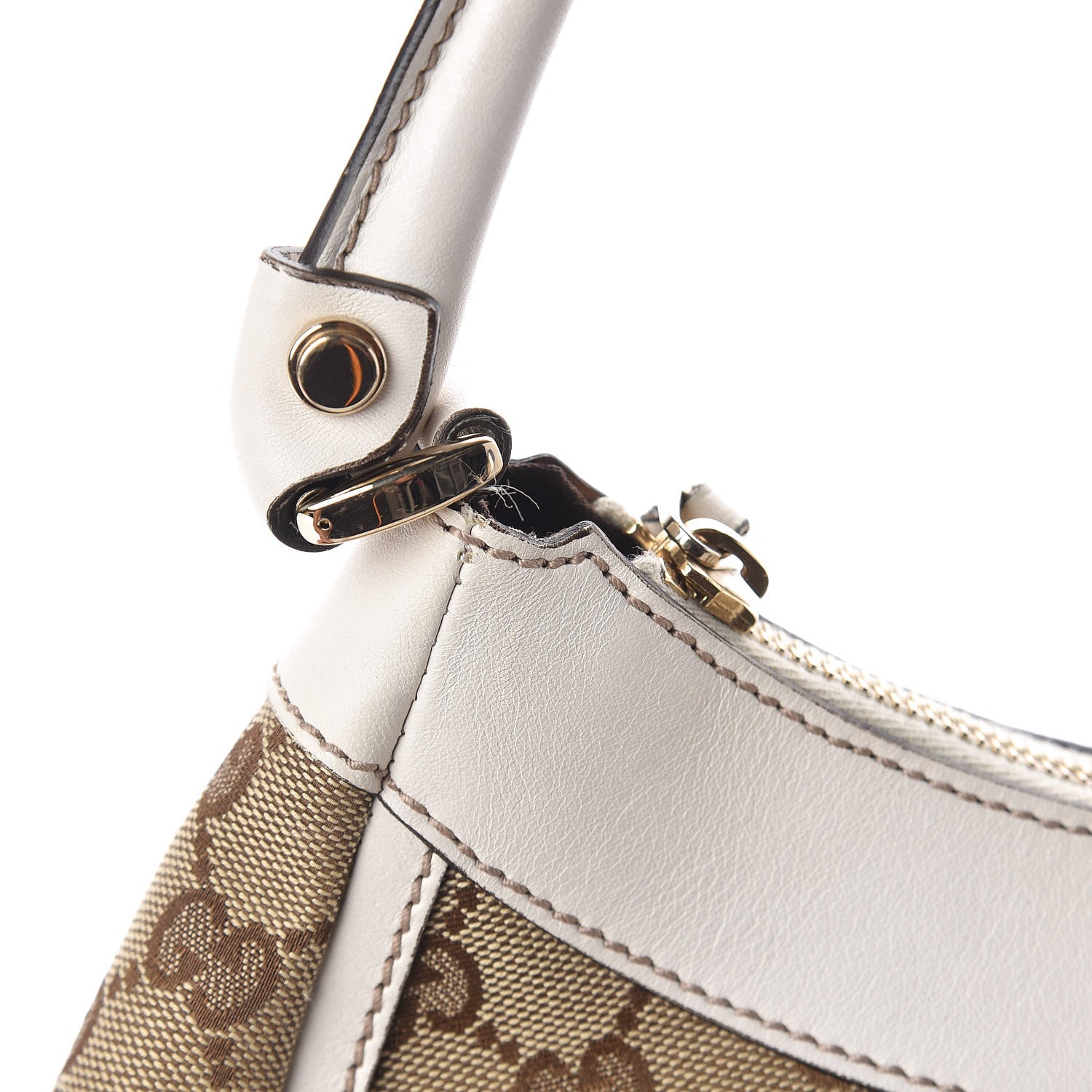 Gucci Monogram Medium D Gold Ring Hobo White 12 of 14