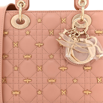 Christian Dior Lambskin Cannage Dragonfly Studs Small Lady Dior Rose Des Vents 8 of 10