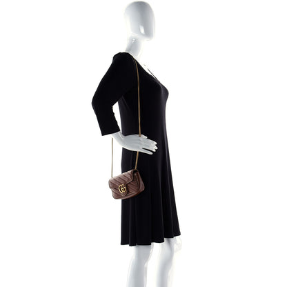 Gucci Azalea Calfskin Matelasse Diagonal Super Mini GG Marmont Shoulder Bag Cuir 3 of 13