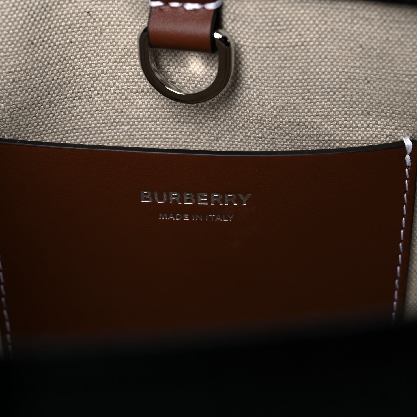 Canvas Smooth Calfskin Mini Two Tone Freya Tote Black Tan