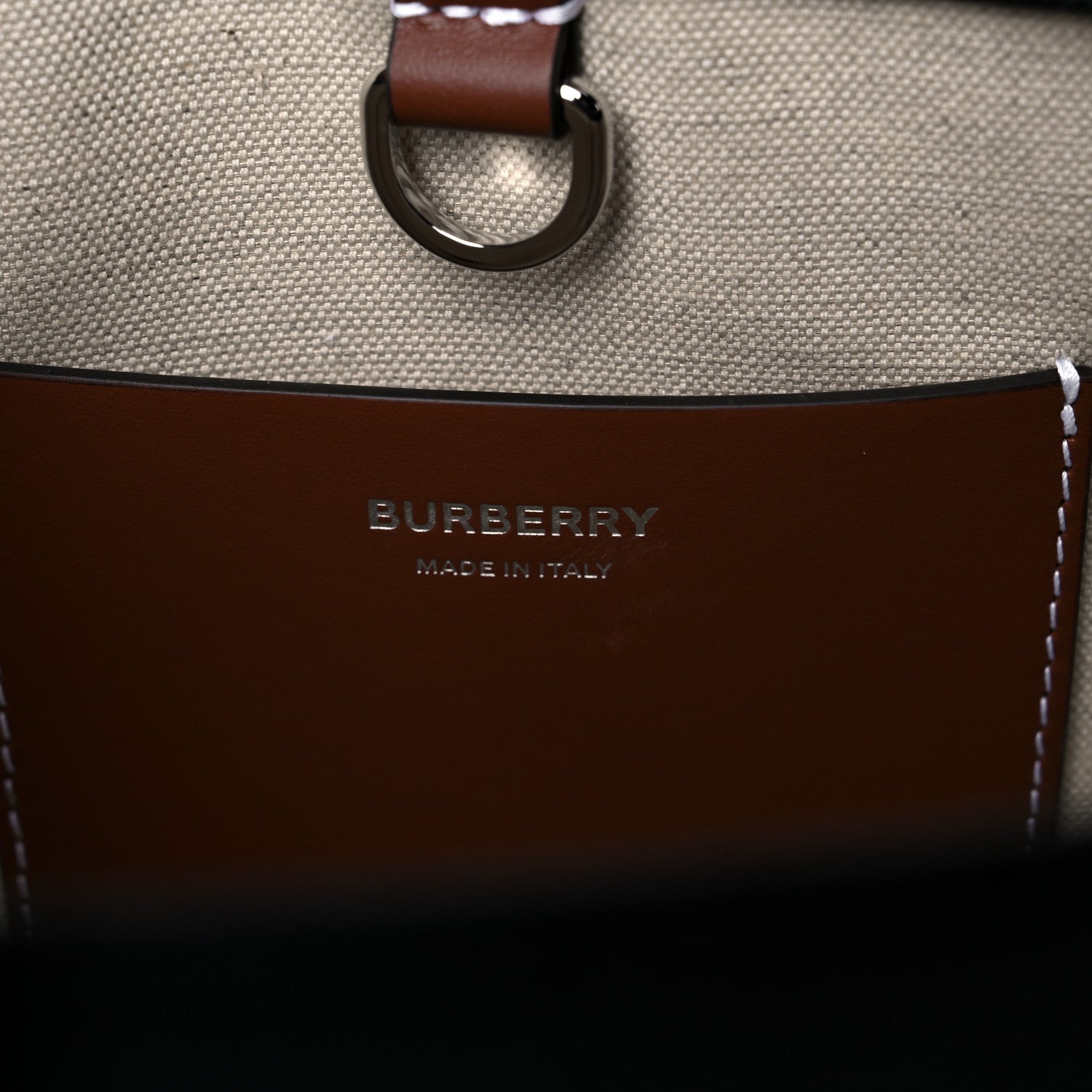 Burberry Canvas Smooth Calfskin Mini Two Tone Freya Tote Black Tan 6 of 11