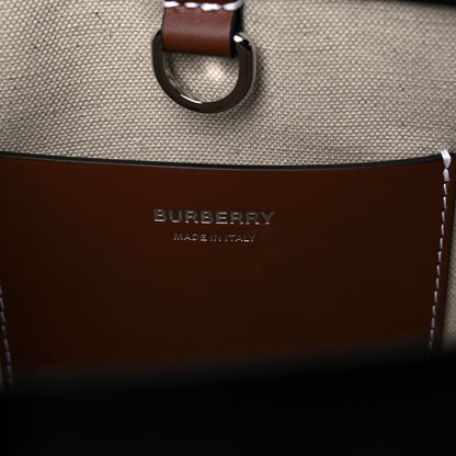 Burberry Canvas Smooth Calfskin Mini Two Tone Freya Tote Black Tan 6 of 11