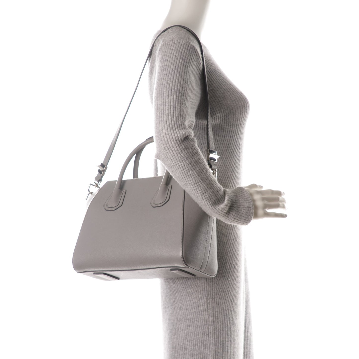 Sugar Goatskin Small Antigona Pearl Grey